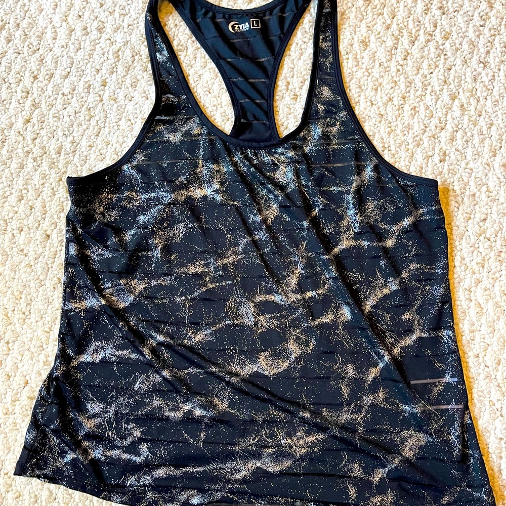 Zyia black and silver Havana tank top